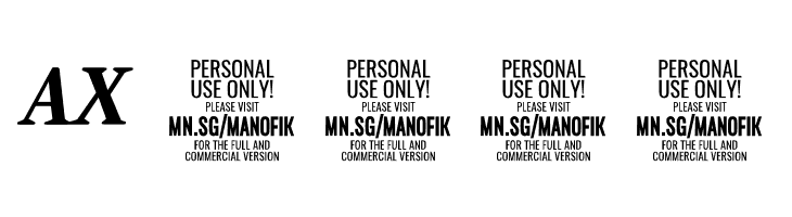 Manofik PERSONAL USE ONLY Italic  Скачать бесплатные шрифты